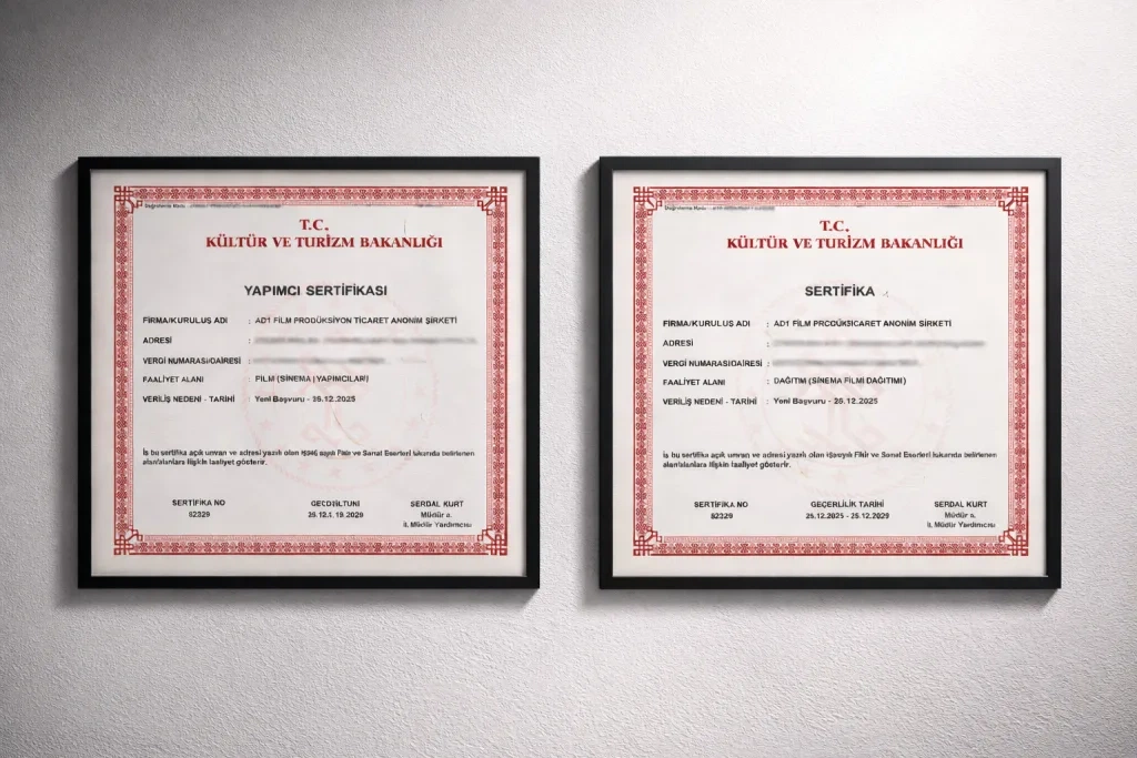 大奶影视制作许可证书展示